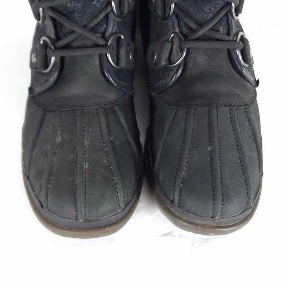 UGG Women's Cecile US 6 Black Leather Waterproof Sheepskin Lined Duck Boots - Picture 4 of 11